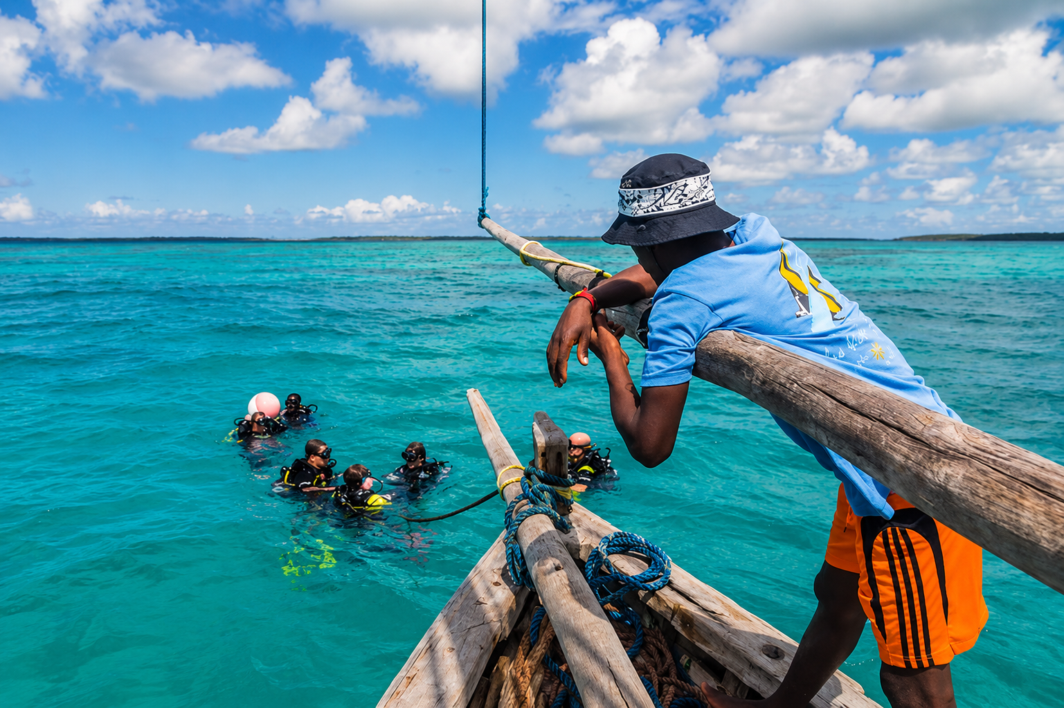 Kayak on clear Indian Ocean water